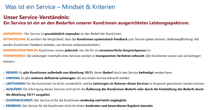 Service - Mindset & Kriterien